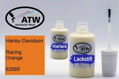 Harley-Davidson, Racing Orange, 62685: 20ml Lackstift + 20ml Klarlack - Set, von ATW Autoteile West.